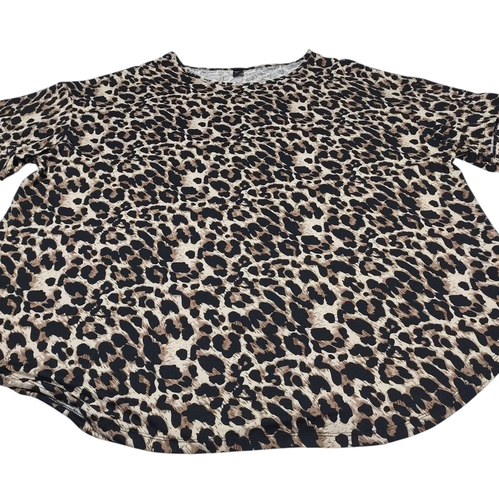 Emery Rose Womens Leopard Print Pullover Stretch Soft Blouse Plus Size 4XL - Picture 5 of 8